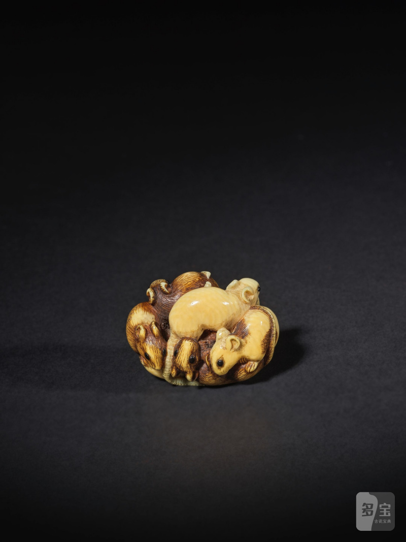 象牙彫根付 鼠七匹 銘「友親」 19世紀 | NETSUKE EN IVOIRE REPRÉSENTANT UN GROUPE DE SEPT RATS - 图3